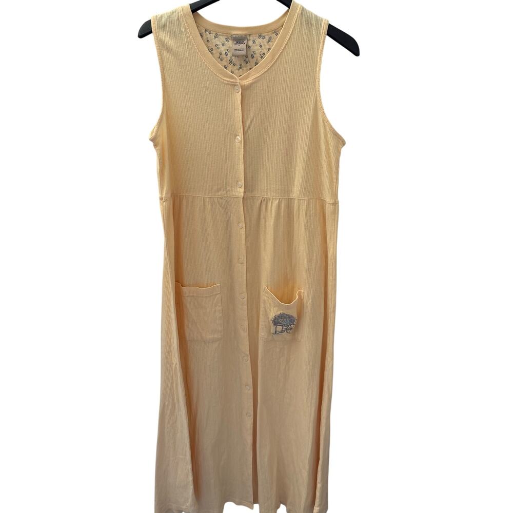 High Sierra Vintage 90s Button Down Sleep Dress Nightgown Embroidered XL Cottage